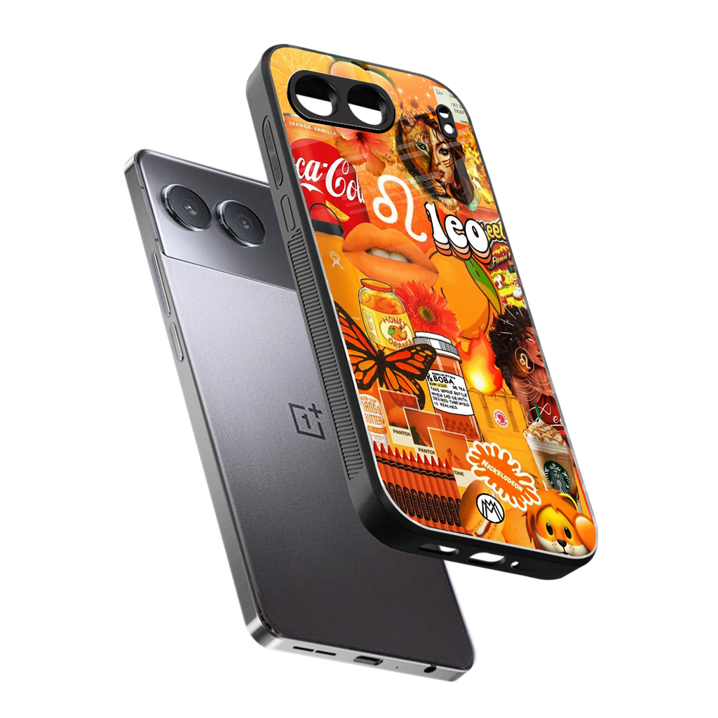 leo aesthetic collage back phone cover | glass case for oneplus nord 4