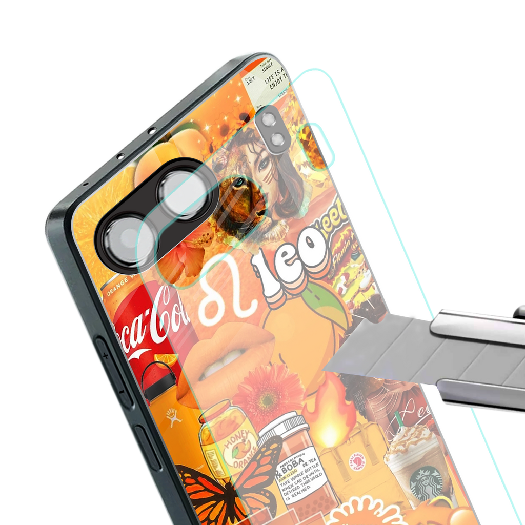 leo aesthetic collage back phone cover | glass case for oneplus nord 4