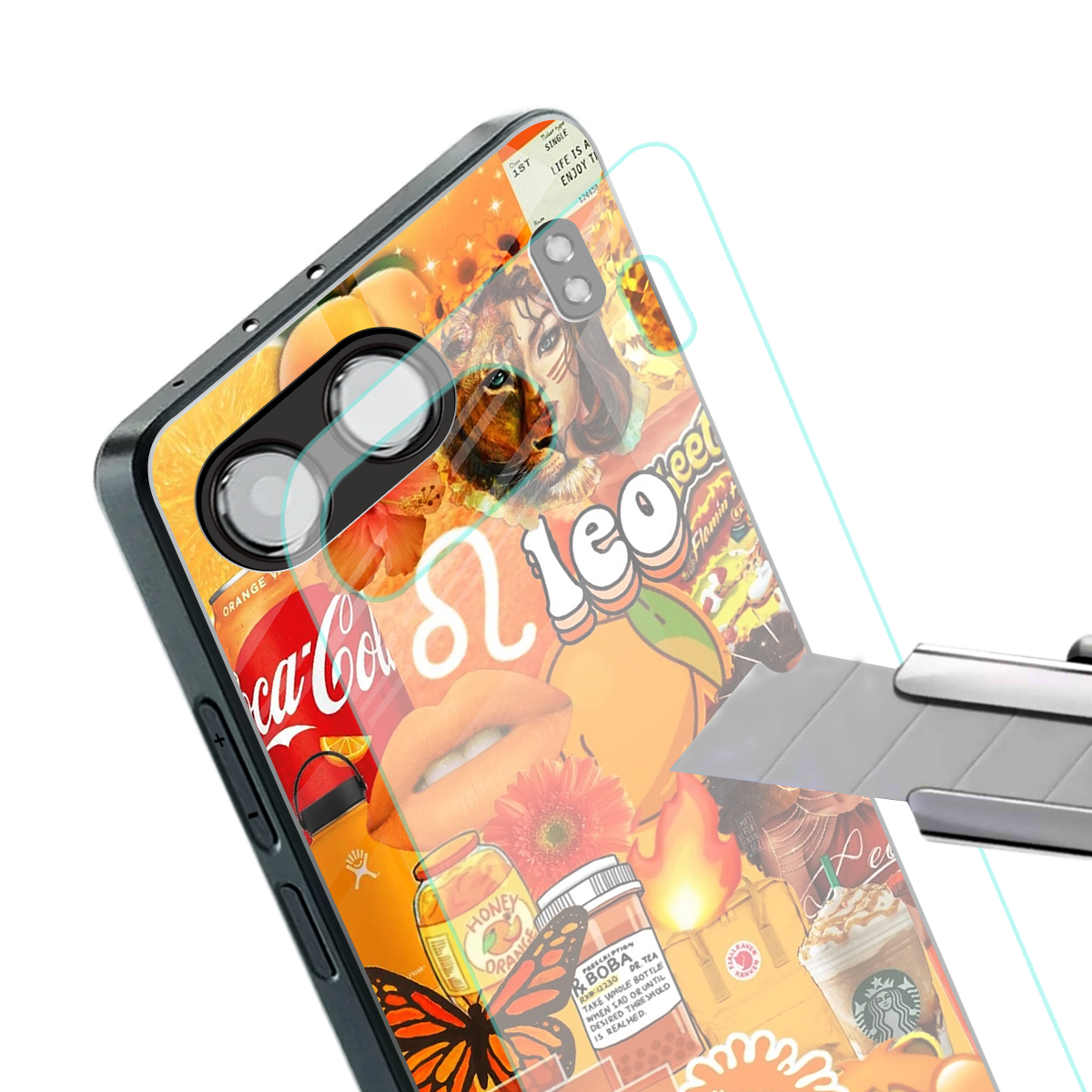 leo aesthetic collage back phone cover | glass case for oneplus nord 4