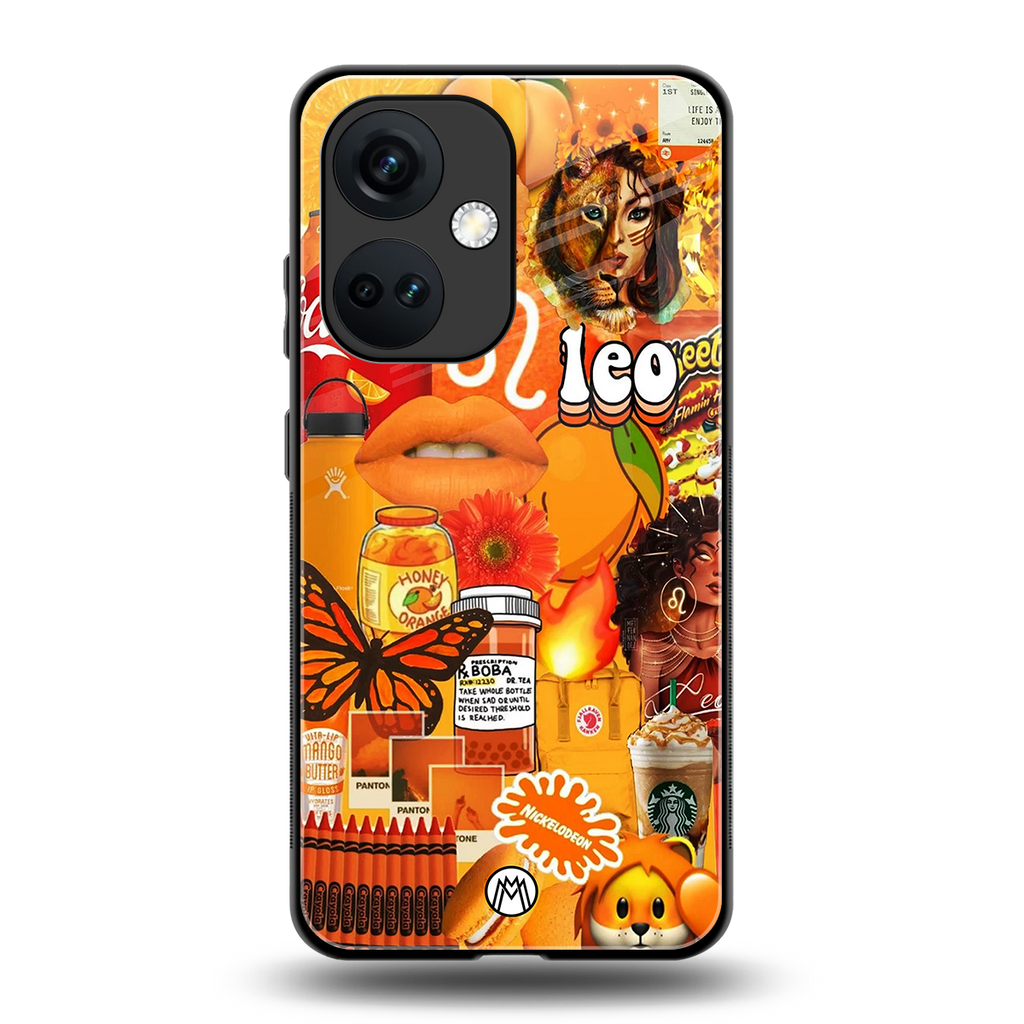 leo aesthetic collage back phone cover | glass case for oneplus nord ce 3
