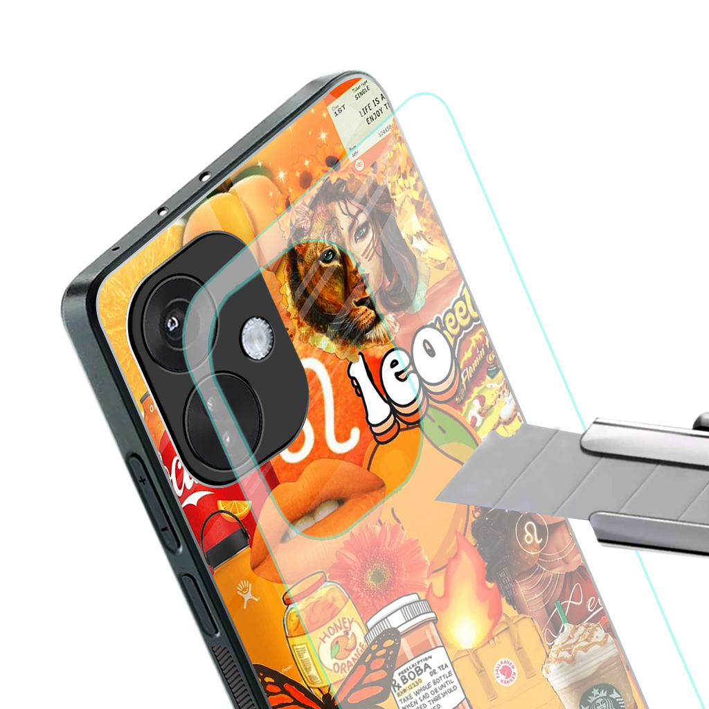leo aesthetic collage back phone cover | glass case for oneplus nord ce 3