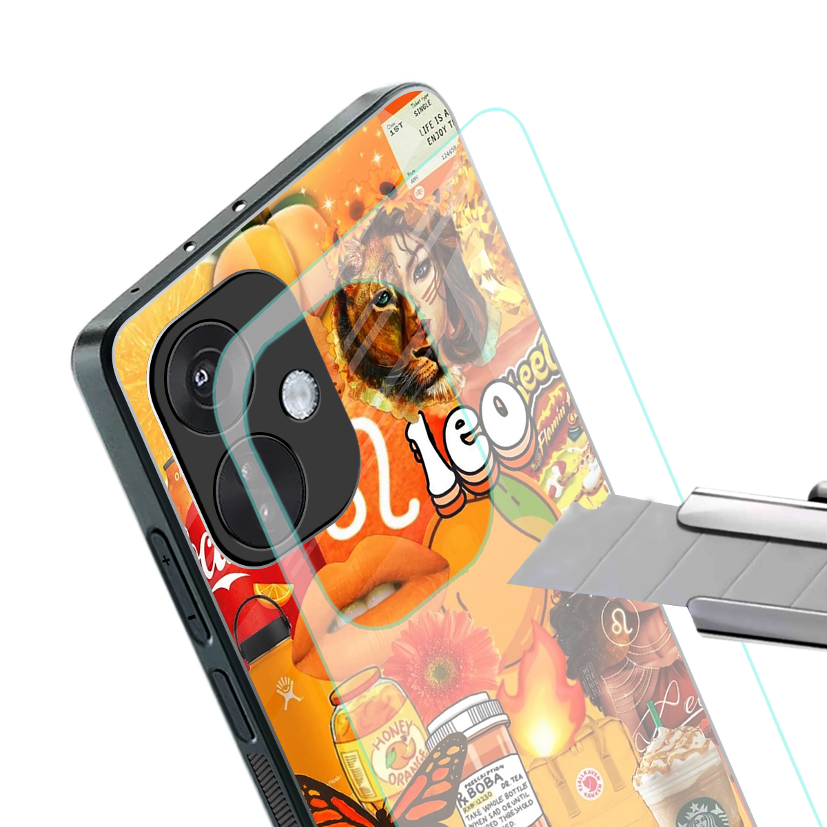 leo aesthetic collage back phone cover | glass case for oneplus nord ce 3