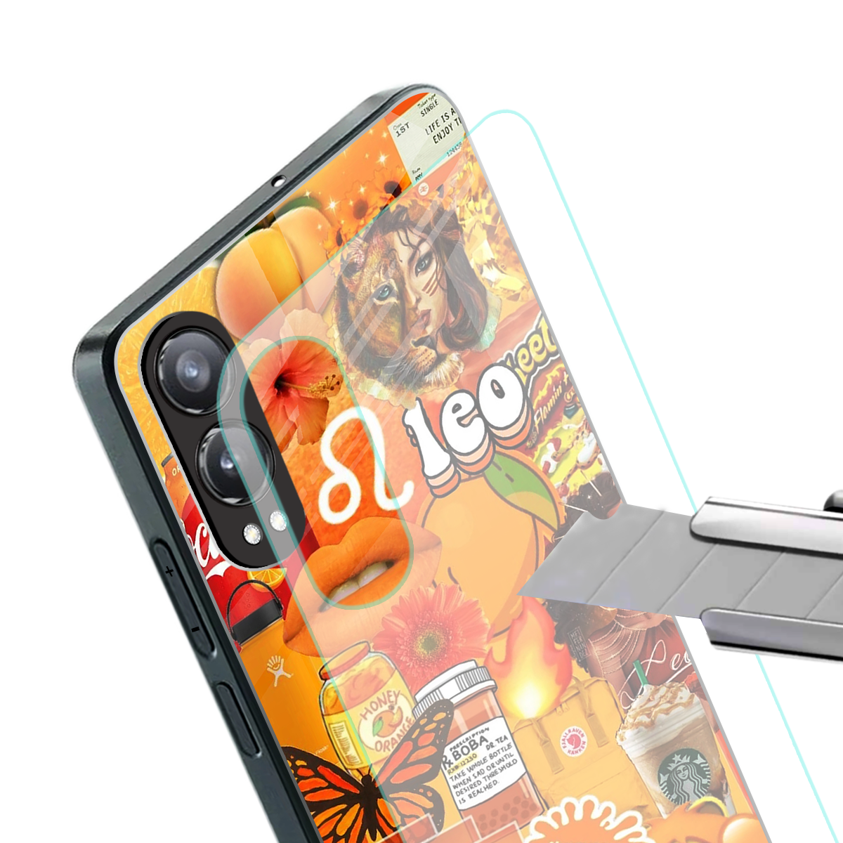leo aesthetic collage back phone cover | glass case for oneplus nord ce 4 lite