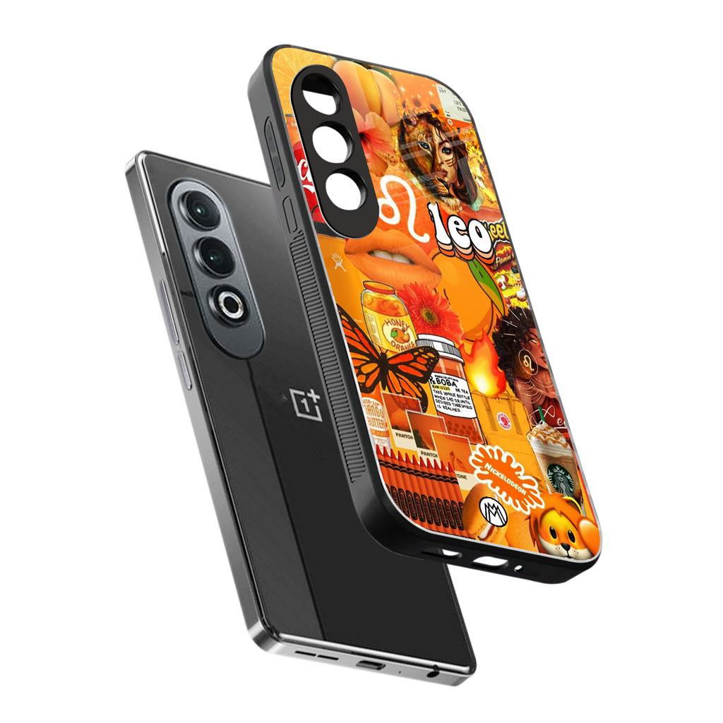 leo aesthetic collage back phone cover | glass case for oneplus nord ce 4