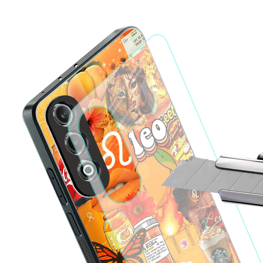 leo aesthetic collage back phone cover | glass case for oneplus nord ce 4