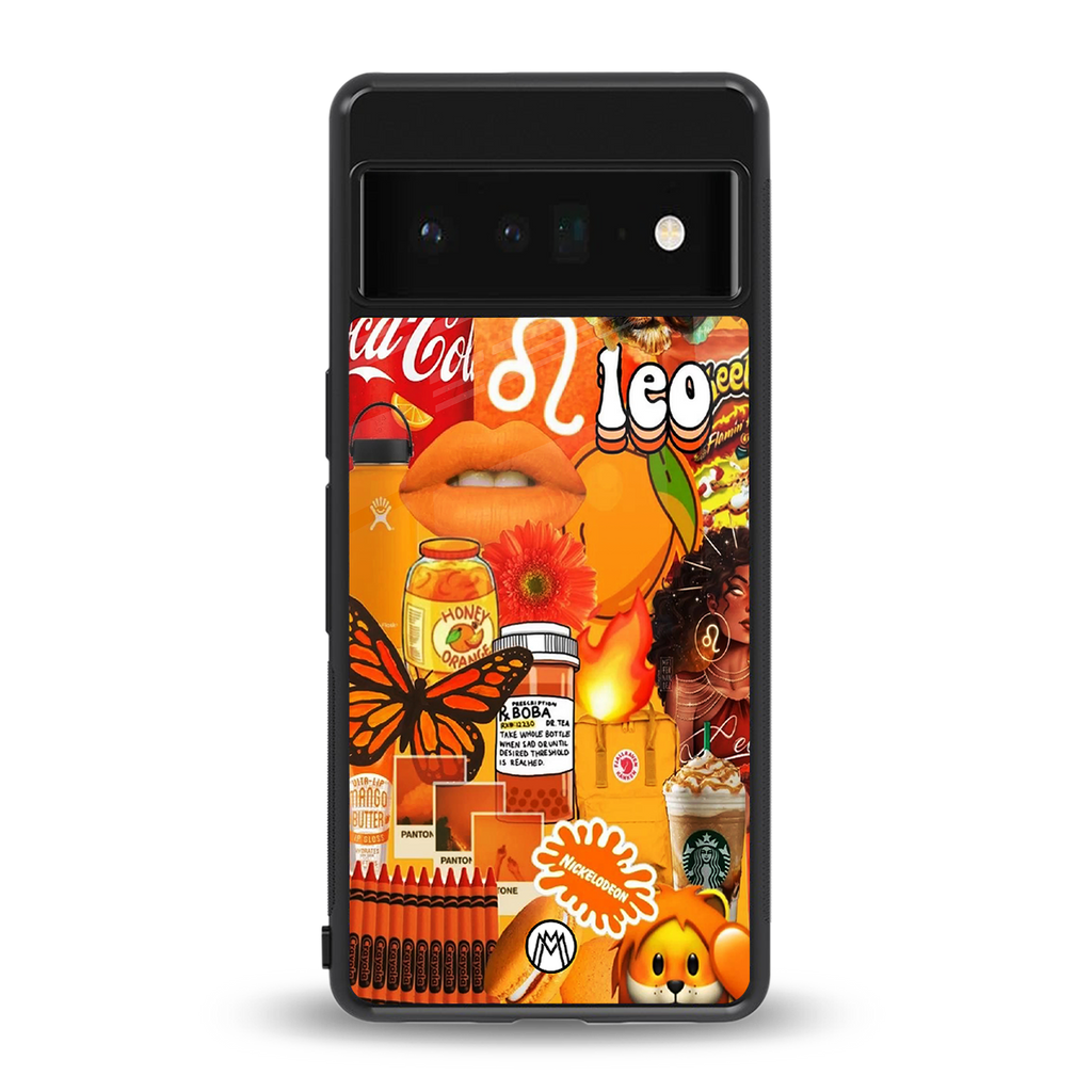 leo aesthetic collage back phone cover | glass case for google pixel 6 pro