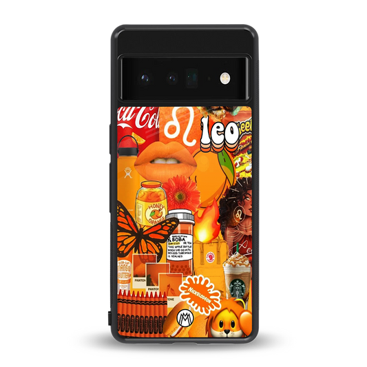 leo aesthetic collage back phone cover | glass case for google pixel 6 pro