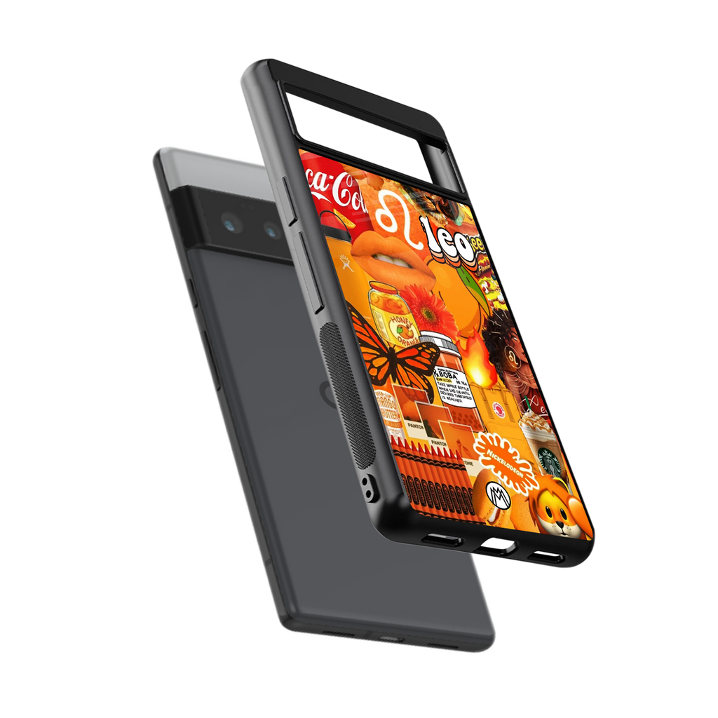 leo aesthetic collage back phone cover | glass case for google pixel 6 pro