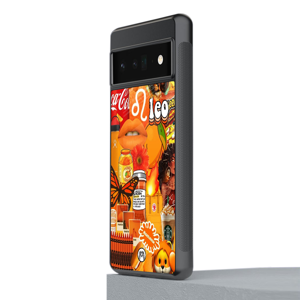 leo aesthetic collage back phone cover | glass case for google pixel 6 pro