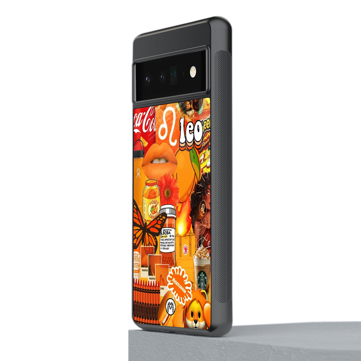 leo aesthetic collage back phone cover | glass case for google pixel 6 pro