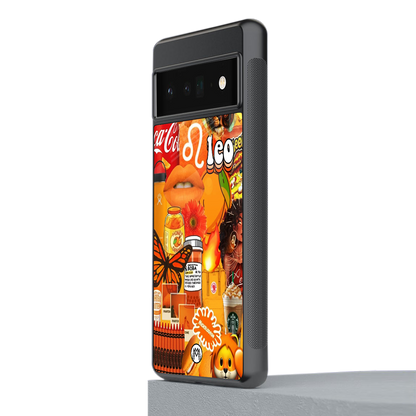 leo aesthetic collage back phone cover | glass case for google pixel 6 pro