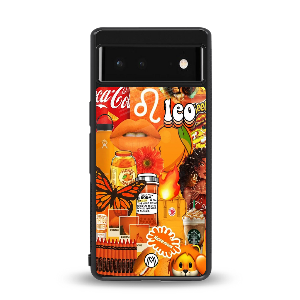 leo aesthetic collage back phone cover | glass case for google pixel 6