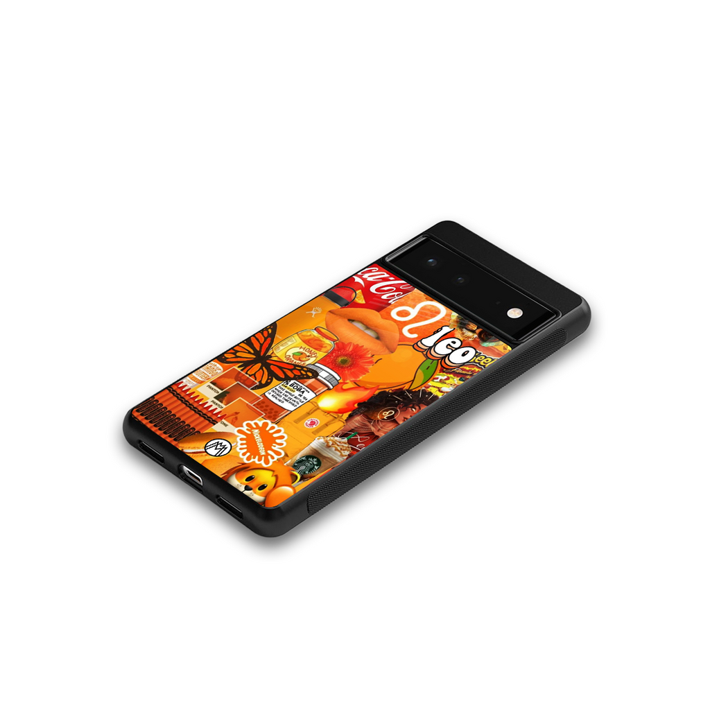 leo aesthetic collage back phone cover | glass case for google pixel 6