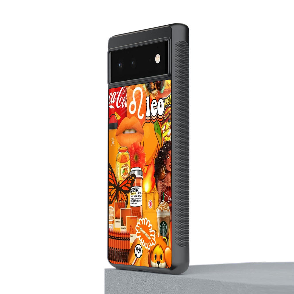 leo aesthetic collage back phone cover | glass case for google pixel 6