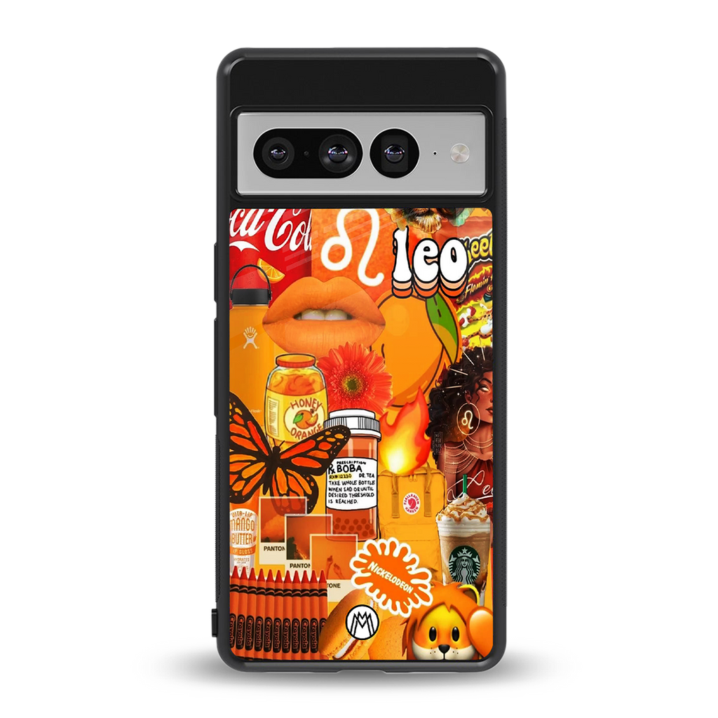 leo aesthetic collage back phone cover | glass case for google pixel 7 pro