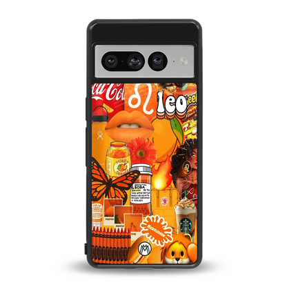 leo aesthetic collage back phone cover | glass case for google pixel 7 pro