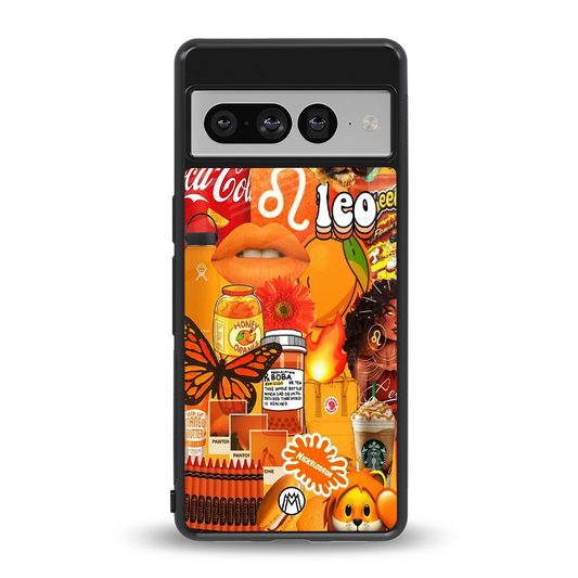 leo aesthetic collage back phone cover | glass case for google pixel 7 pro