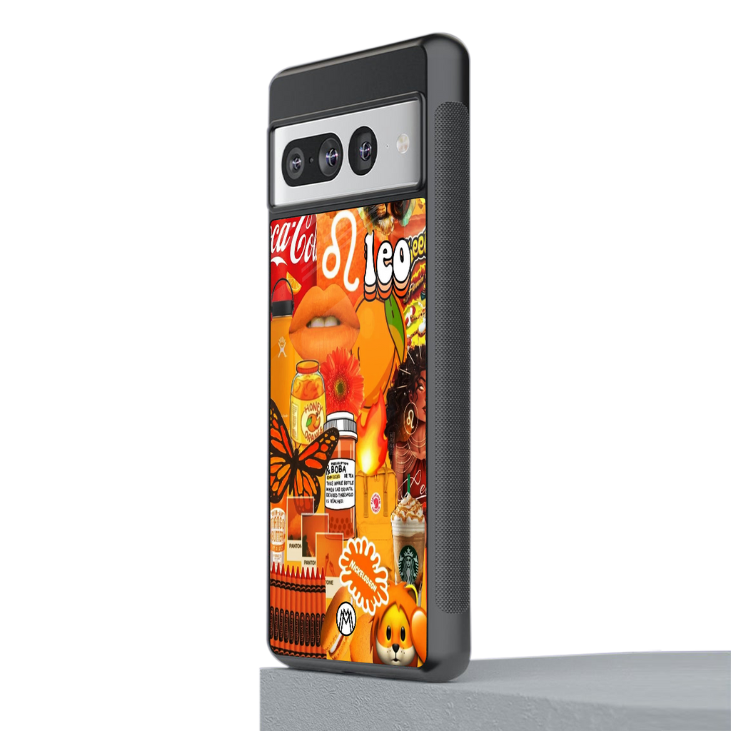 leo aesthetic collage back phone cover | glass case for google pixel 7 pro