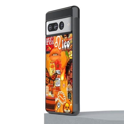 leo aesthetic collage back phone cover | glass case for google pixel 7 pro