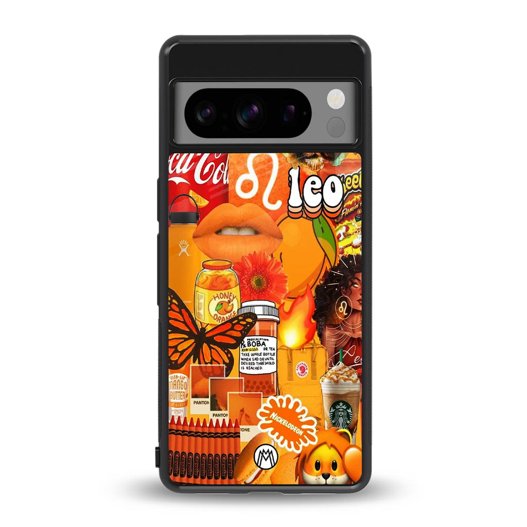 leo aesthetic collage back phone cover | glass case for google pixel 8 pro