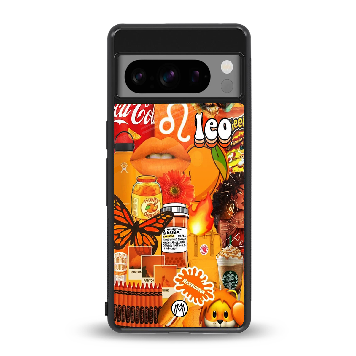 leo aesthetic collage back phone cover | glass case for google pixel 8 pro