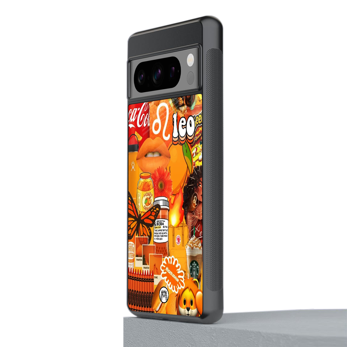 leo aesthetic collage back phone cover | glass case for google pixel 8 pro