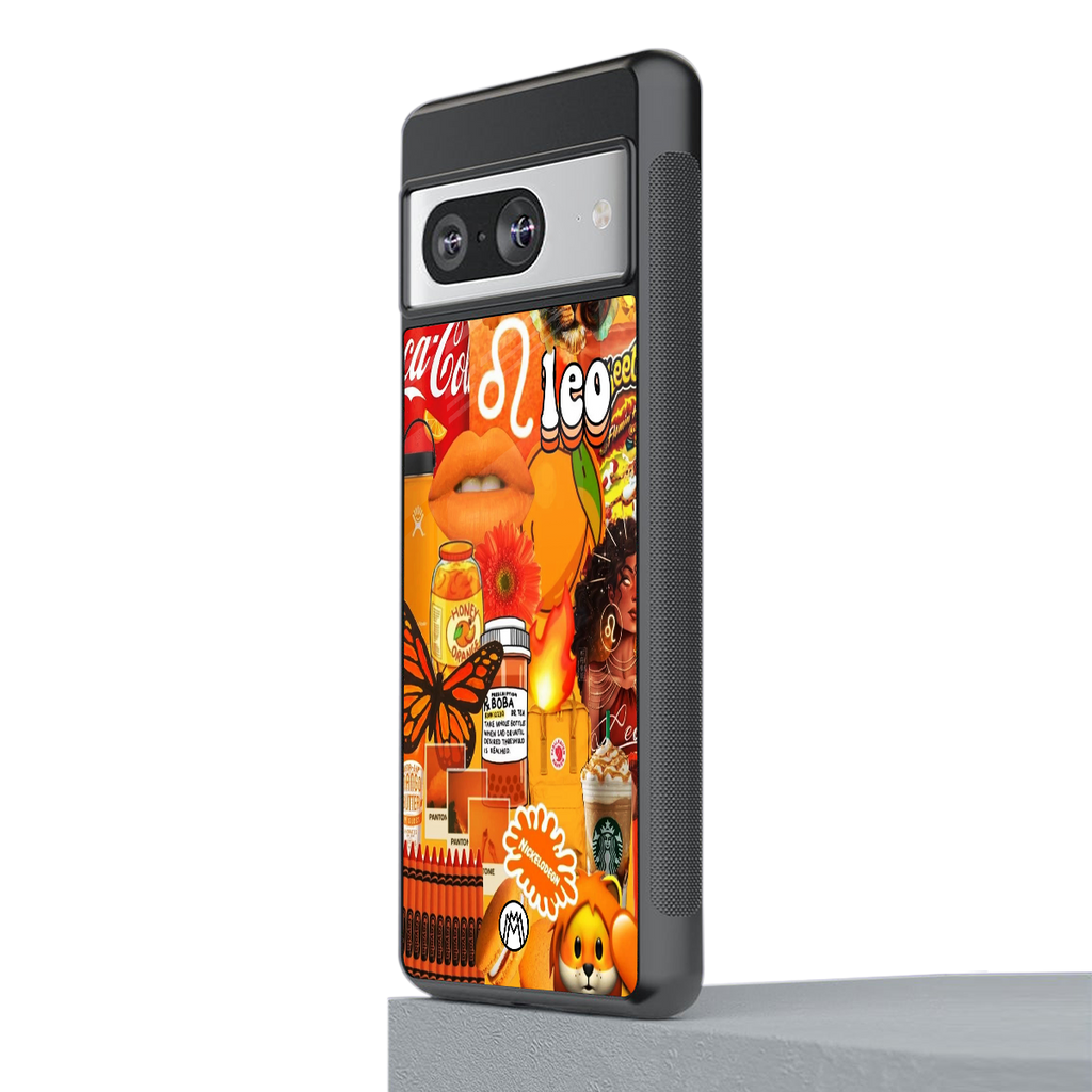 leo aesthetic collage back phone cover | glass case for Google Pixel 8