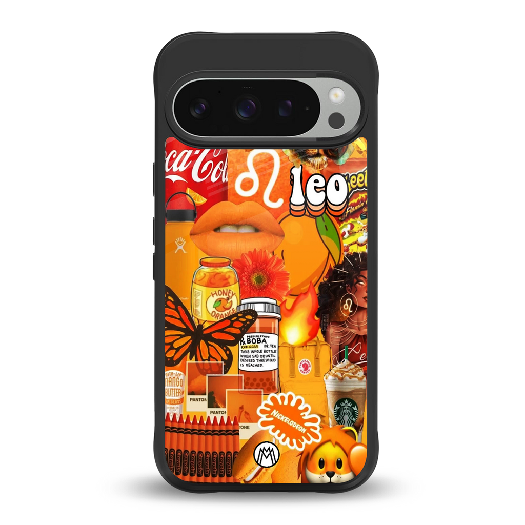 leo aesthetic collage back phone cover | glass case for google pixel 9 pro