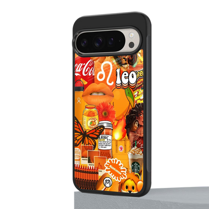 leo aesthetic collage back phone cover | glass case for google pixel 9 pro