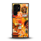 leo aesthetic collage back phone cover | glass case for samsung galaxy s23 ultra