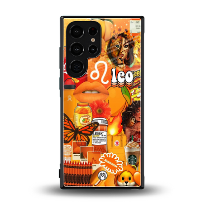 leo aesthetic collage back phone cover | glass case for samsung galaxy s23 ultra