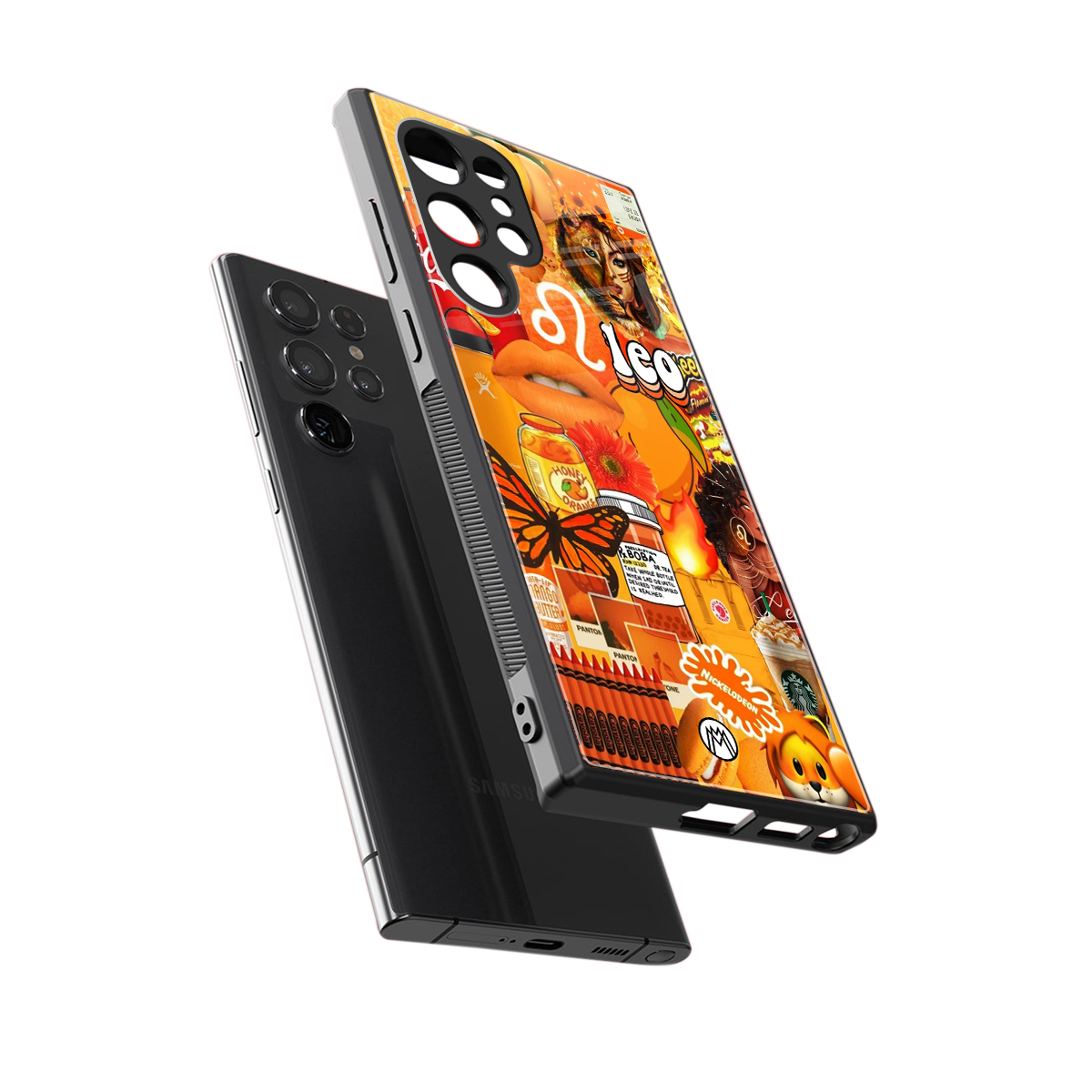 leo aesthetic collage back phone cover | glass case for samsung galaxy s23 ultra