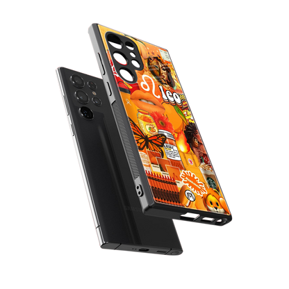 leo aesthetic collage back phone cover | glass case for samsung galaxy s23 ultra