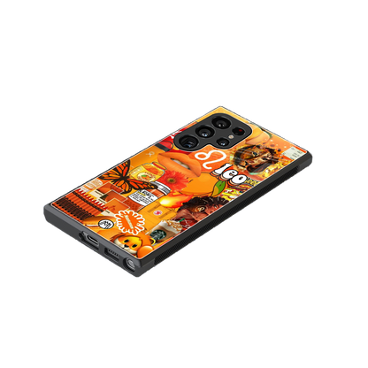 leo aesthetic collage back phone cover | glass case for samsung galaxy s23 ultra