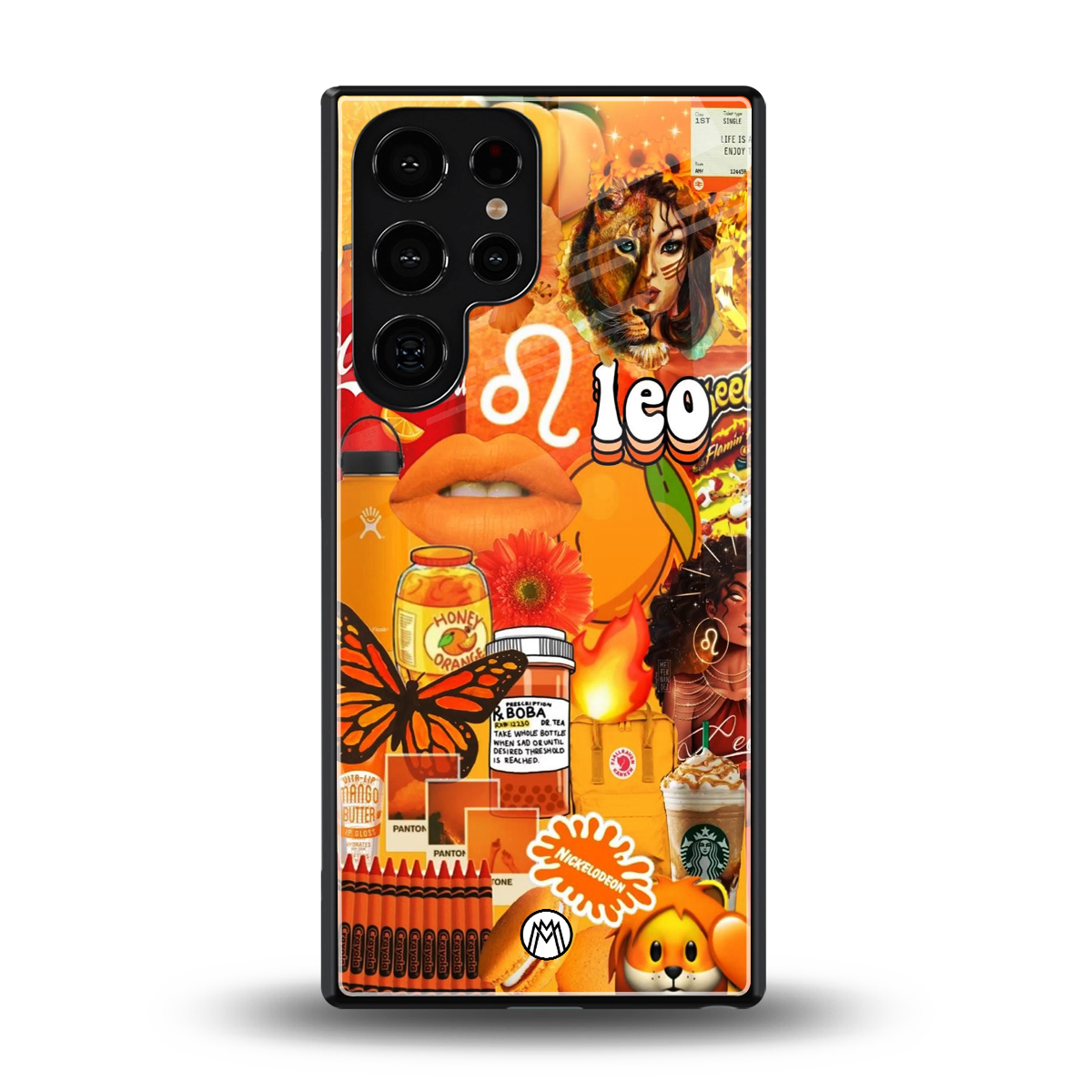 leo aesthetic collage back phone cover | glass case for samsung galaxy s25 ultra