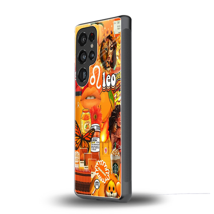 leo aesthetic collage back phone cover | glass case for samsung galaxy s25 ultra