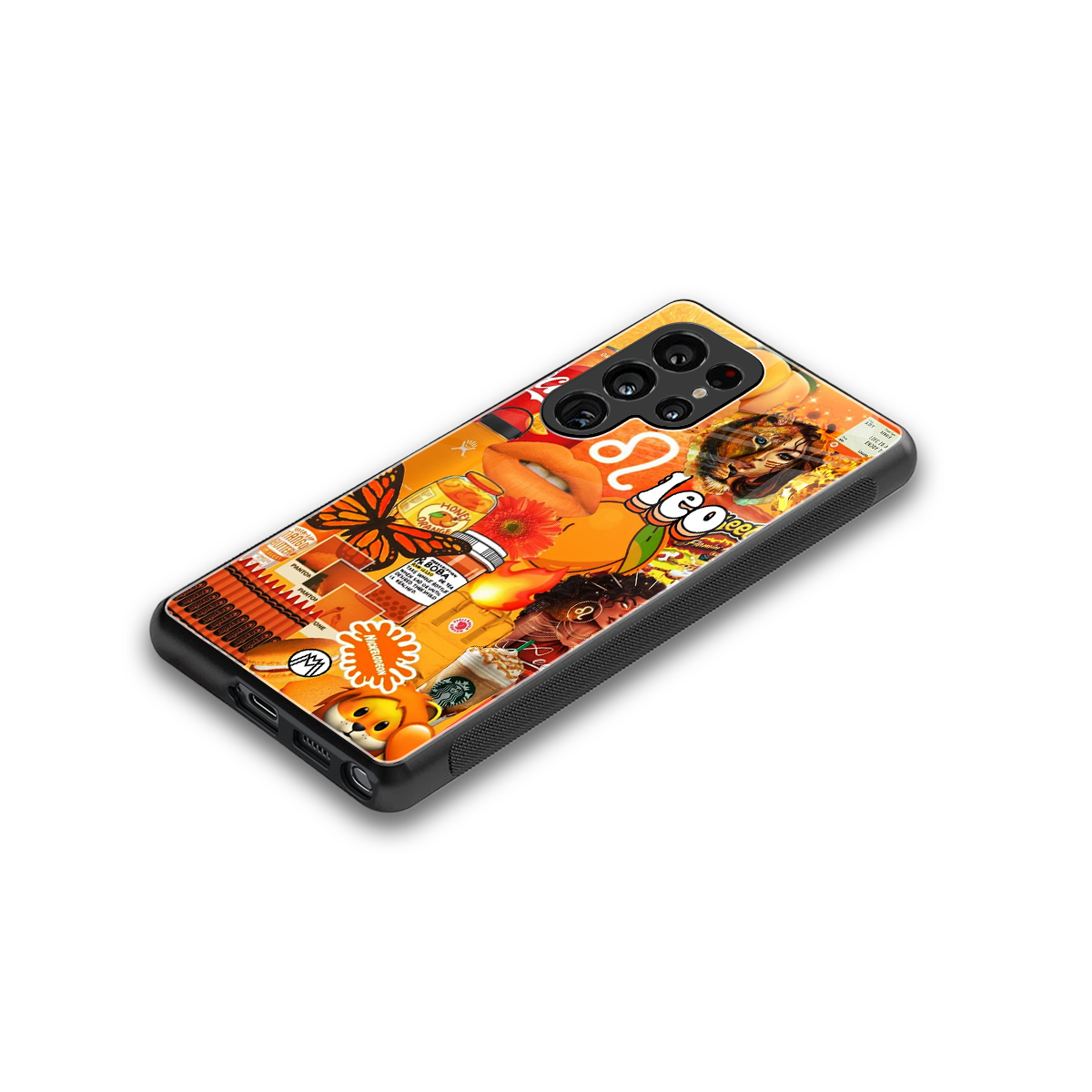 leo aesthetic collage back phone cover | glass case for samsung galaxy s25 ultra
