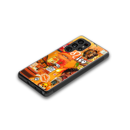 leo aesthetic collage back phone cover | glass case for samsung galaxy s25 ultra