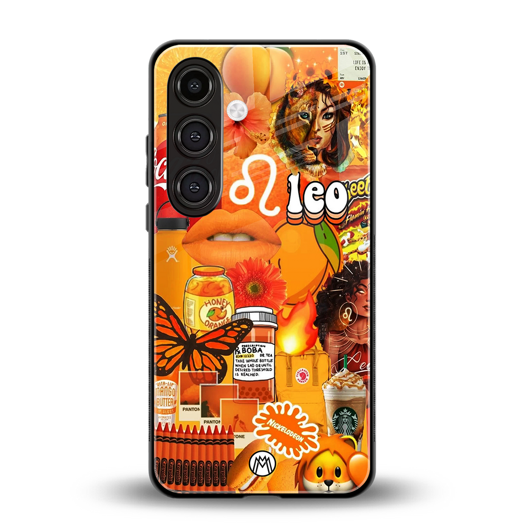leo aesthetic collage back phone cover | glass case for samsung galaxy s25 plus