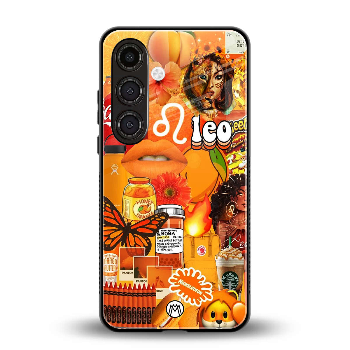 leo aesthetic collage back phone cover | glass case for samsung galaxy s24 fe