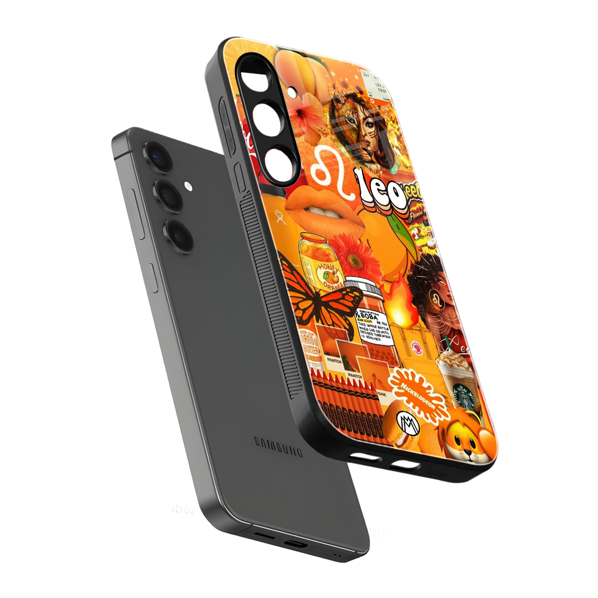 leo aesthetic collage back phone cover | glass case for samsung galaxy s24 fe