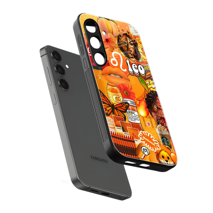 leo aesthetic collage back phone cover | glass case for samsung galaxy s24 fe