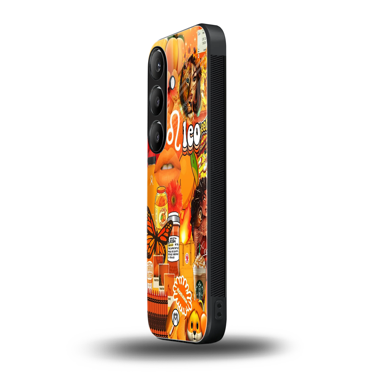 leo aesthetic collage back phone cover | glass case for samsung galaxy s24 fe