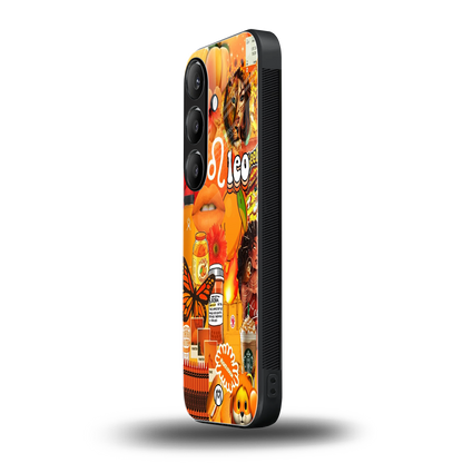leo aesthetic collage back phone cover | glass case for samsung galaxy s24 fe