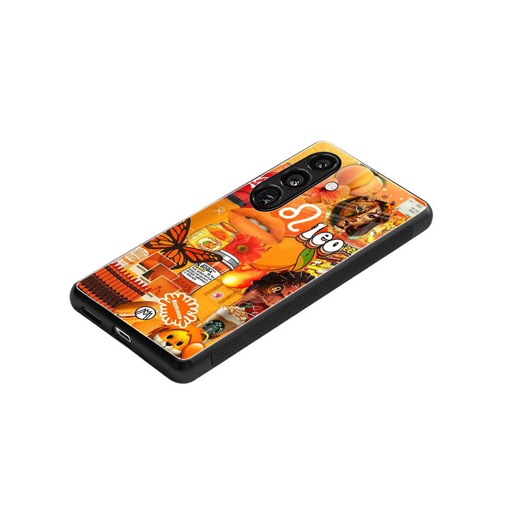 leo aesthetic collage back phone cover | glass case for samsung galaxy s25