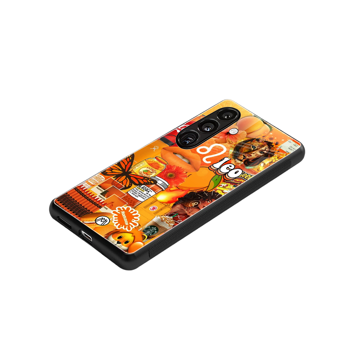 leo aesthetic collage back phone cover | glass case for samsung galaxy s24 fe