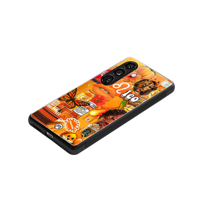 leo aesthetic collage back phone cover | glass case for samsung galaxy s24 fe