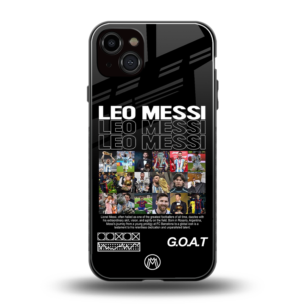 leo messi back phone cover | glass case for iphone 15 plus