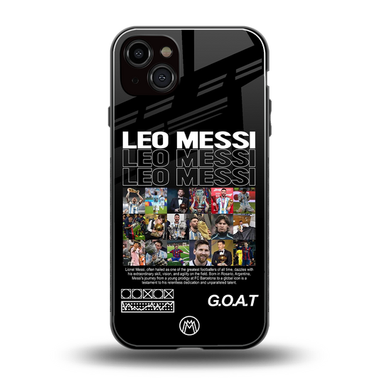 leo messi back phone cover | glass case for iphone 15 plus