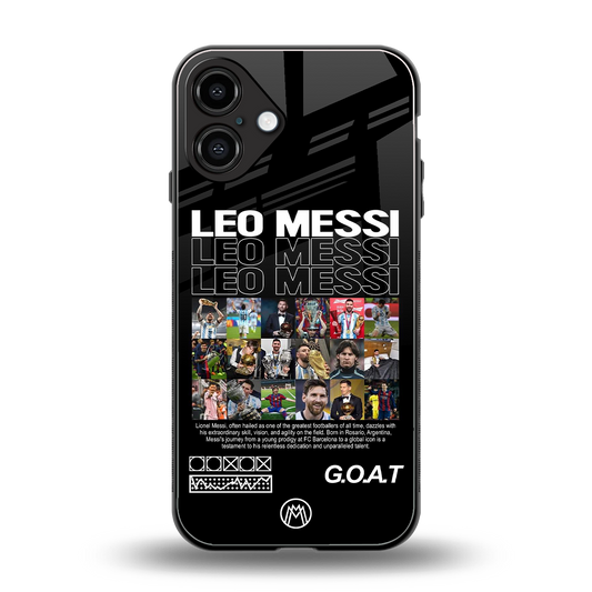 leo messi back phone cover | glass case for iphone 16 plus